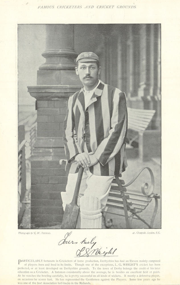 Levi George Wright. Batsman. Cricketer. Derby & Notts County footballer 1895